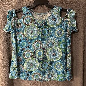New Directions Blue and Green Mandala Top